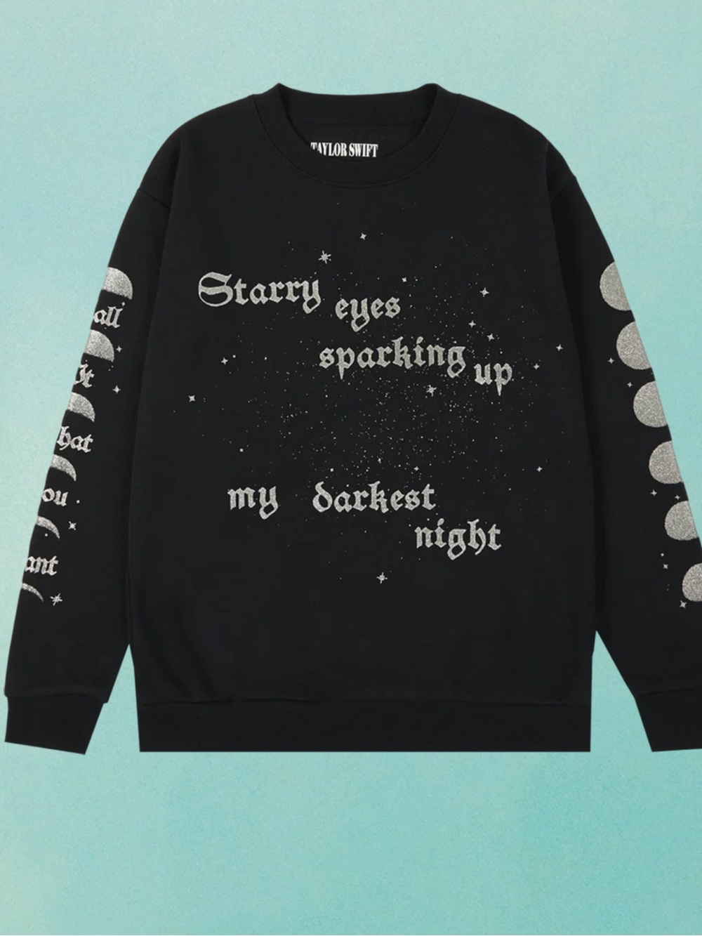Taylor Swift Black Crewneck SPARKING UP MY DARKEST NIGHT CREWNECK Size XS